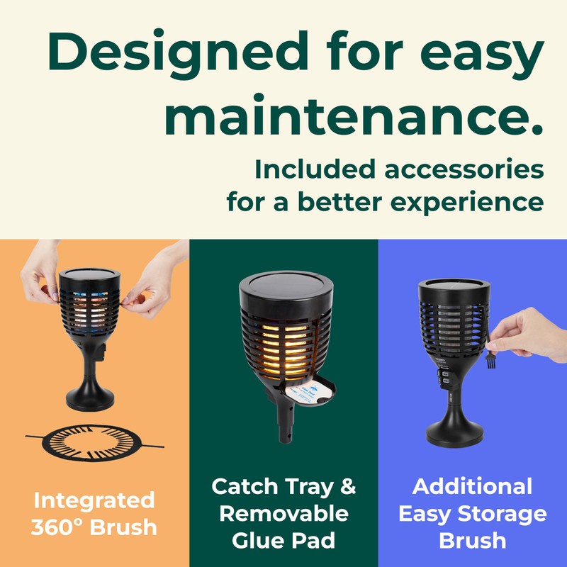 Techko Solar Zapper Torch with 360º Easy-Clean Brush - Outdoor