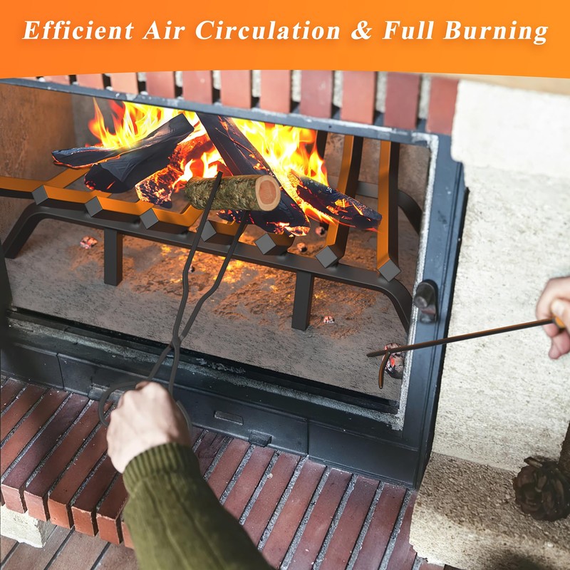 Jusgym Fireplace Grate 30 Inch with 8 Support Legs, Solid