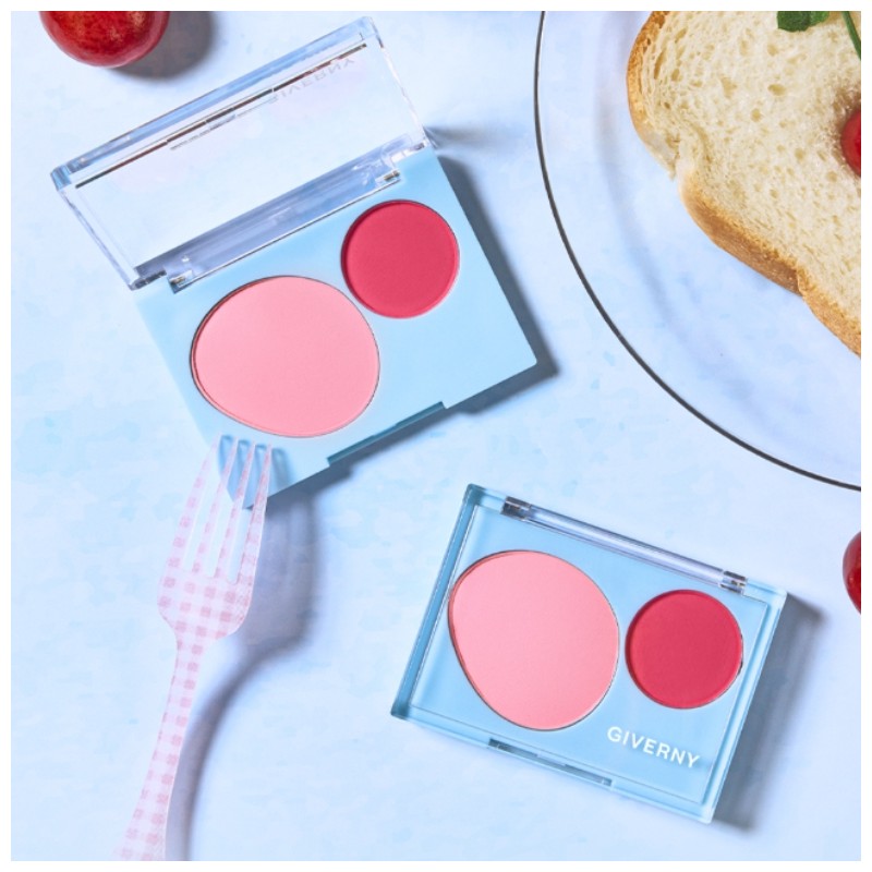 GIVERNY Fluffy Dual Blusher 7.4g, Color:01 Peach Macaron