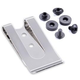 HolsterSmith - Universal Metal Belt Clip - fits up to 2.0 inch Belts - Nickel Polished Finish – 1 Pack w/Mounting Hardware - for KYDEX Holsters, Sheaths, Cell Phone Cases