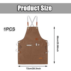 HUIQIHANG Canvas Work Aprons with Pockets, Adjustable Strap for Men, Women, Cleaning Supplies Home Kitchen Cooking Chef Apron for Restaurant Coffee House Baking Gardening BBQ (Light Coffee)
