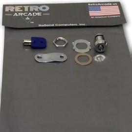 RetroArcade.us Arcade Pinbal Game Coin Door Lock, 17mm 0.75 Inch Barrel, Round Key, 1 Lock and 1 Key