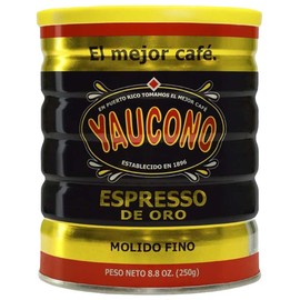 Yaucono Espresso De Oro Ground Coffee Can, Arabica, Dark Roast, Fine Grind, 8.8 Ounce (Pack of 1)