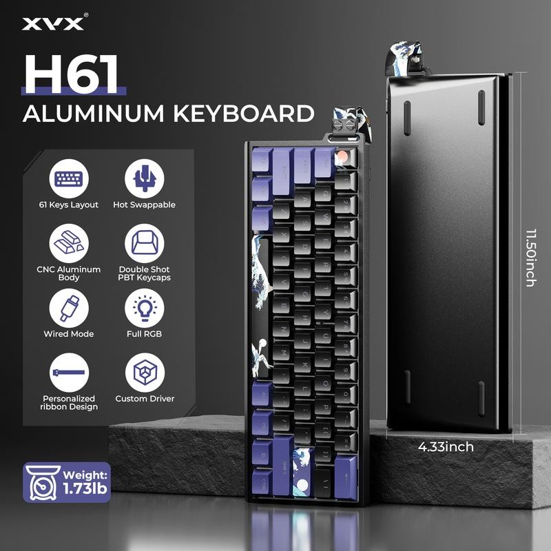 XVX H61 Kanagawa CNC Aluminum 61% Mechanical Keyboard Wired only