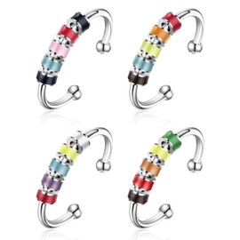 TEAONE Fidget Ring, 4 PCS Adjustable Spinner Ring for Jewelry Gift (4 Styles)