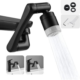 MUZENS Aireador Universal de Grifo Giratorio de 1440°, Doble Modo de Agua, Cabezal de Pulverización de Cocina, Aireador de Baño, Boquilla Cabezal Filtro Extensor Grifo Lavabo para Cocina y Baño