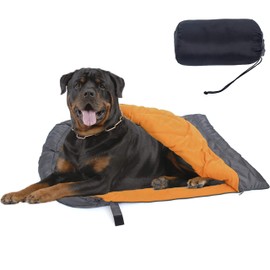 VanRolldex Dog Sleeping Bag, Waterproof Travel Warm Portable Dog Bed with Storage Bag for Indoor Outdoor Warm Camping Hiking Backpacking(Orange)