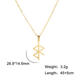 LIKGREAT Viking Runes Necklace Ancient Nordic Rune Pendant Necklaces Norse Peace Charm Good Luck Amulet Protection Stainless Steel Jewellery for Men Women (Gold)