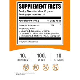 BulkSupplements Essential Amino Acids Powder Eaa Supplement 10 Servings For Active Lifestyle
