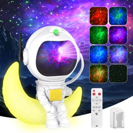 Cadrim Astronaut Projector Sky Star, LED Projector Astronaut Galaxy with Nettle, Star, Remote Control, Timer and 360° Rotation, Gift for Christmas Party Children Adult-Moon Crescent
