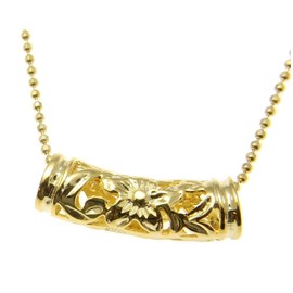 Arthur's Jewelry 925 sterling silver yellow gold plated Hawaiian plumeria scroll barrel 21mm pendant