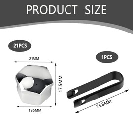 Syylqyr 21PCS 17mm Wheel Nut Covers, Locking Wheel Nut Removal Tool with Removal Tool Anti-Theft Protection Design Suitable for Most Universal Car Wheels Durable and Easy to Install Silvery
