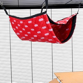 Little Friends Giant Double Bunkbed Hammock – Soft Hanging Bed for Rats, Ferrets, Chinchillas & Small Animals – Dual Layer Cosy Cage Accessory - Red Dots