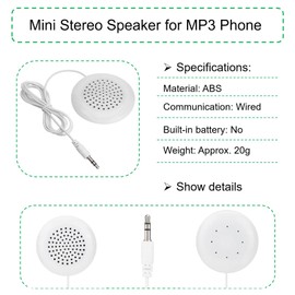 KUIDAMOS 3.5mm External Speakers Portable 3.5mm Speaker,Plug in Speaker with Audio Cable Energy Saving Speaker with 3.5mm Jack Wired Speaker Mini Speaker for MP3, MP4, Computer, 60mm Diameter Speaker