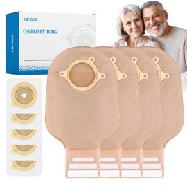 Heagimed 30PCS Ostomy Supplies, 2-Piece Colostomy Bags, Two-Piece Drainable Stoma Pouches with Closure for Ileostomy Stoma Care, Cut-to-Fit, 60mm Max (20 x Stoma Bags+ 10 x Skin Barrier）
