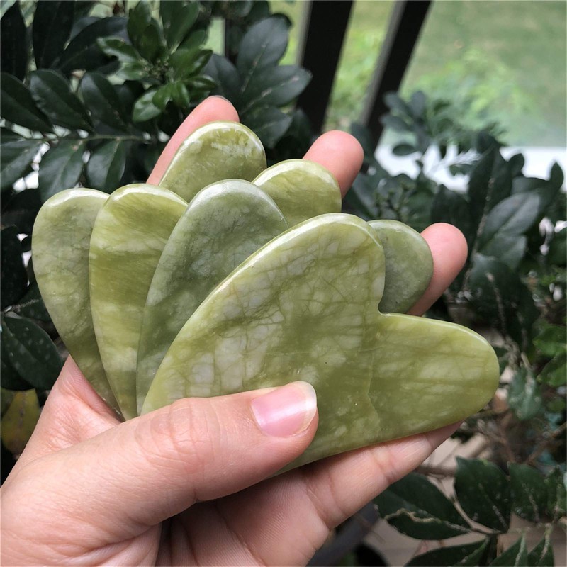 Ladeukoi Green Jade Crystal Stone Gua Sha Massage Tool for