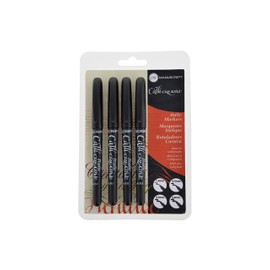 Manuscript Pen MM6409 Italic Marker, Assorted, Black, 4-Pack