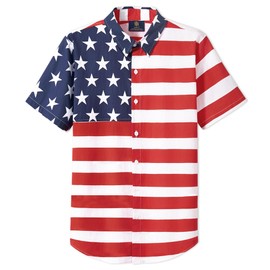 Herberton Men's Fourth of July Shirt Patchwork Parade Button Shirt 4th Cozy Summer America Independence Day 1776 US Memorial Day Stars and Stripes Shirts XXL
