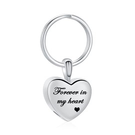 Yinplsmemory Cremation Heart Urn Keychain for Ashes for Women Forever In My Heart Urn Ashes Keepsake Key Ring