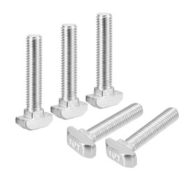 QUARKZMAN Pack of 10 T-Nut Screws, M8 x 40 mm Hammer Head Screw, T-Screw Insert Bolt for 4545 Series T-Nut Aluminium Profile, 304 Stainless Steel, Silver
