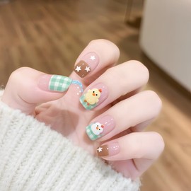 NEURAD Nail Tips, Short, 30 Pieces, Chick, French, Fake Nails, Pastel Yellow, Spring, Cute, Popular, Japanese Style, Cute, Simple, Stylish, Coming-of-age Ceremonies, School Entrance Ceremonies