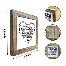 Bible Verse John 3:16 Box Sign, For God So Loved The World that He Gave, Wooden Plaque Gift Tabletop, Decorative Sign Table Decor, Positive Scripture Wood Sign, Encouragement Gift for Christian