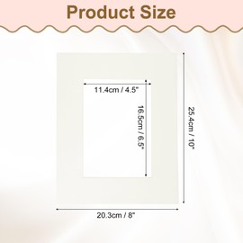 sourcing map Picture Mats, 8 x 10 Mat Board Center for 5 x 7 Pictures Acid Free White Core Bevel Cut Frame Mattes for Display Art Measuring, Cream