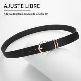 Glowlin Cinturón para mujer, 3Cinturones Ajustables con Hebilla Dorada para Mujer, Faldas, Pantalones, Cinturón de Moda para Vestido, Longitud 108cm