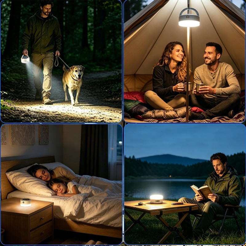 BORUiT LED Camping Light, Solar Powered or USB C Rechargeable,