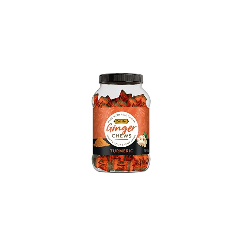 Bali's Best Ginger Chews, Soothing Turmeric Flavor, 1 Pound Jar,
