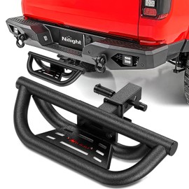 Nilight Universal Hitch Step Textured Black Drop Trailer Hitch Step Fit 2 Inch Receiver with Hitch Lock Stabilizer Towing Bar Rear Bumper Guard Rated up to 350 Lbs for Pickups Trucks Vans SUVs ATVs