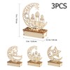 Mobestech 3PCS Ramadan Mubarak Eid Decorations Wooden Moon Star Lights
