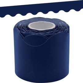 Teacher Created Resources Navy Blue Scalloped Rolled Border Trim - 50ft - Decorate Bulletin Boards, Walls, Desks, Windows, Doors, Lockers, Schools, Classrooms, Homeschool & Offices