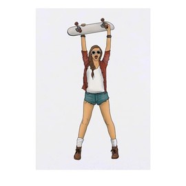 'Skater Girl' Temporary Tattoo - Water Resistant, Skin-Safe, Non-Toxic Transfer (TO00072293)