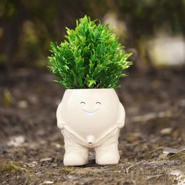 Xuanpax Resin Smiley Face Planter - Naughty Boy Peeing Design for Succulents, 6-Inch Indoor/Outdoor Plant Pot, Funny Desk Decor & Gift for Birthday and Mother's Day Housewarming Parties