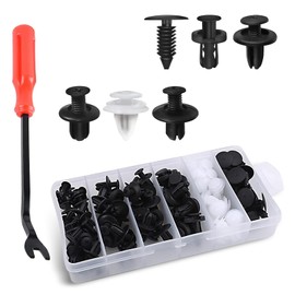 leechio 100 PCS Car Door Fender Clips, Multiple Sizes Push-in Screw Bumper Rivet Clips Anti-Rust Retainer Kit with Disassembly Tool, Universal Car Door Trim Bumper Rivets Clip Screws (Black)