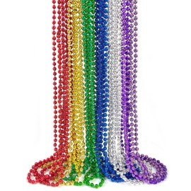 Bnikion Mardi Gras Beads, 12PCS Bead Necklace Party Favors, Metallic 6 Kinds of 33" Beaded Necklaces Costumes Stuff, Festival Parade Throw Accessory Sets for Mardi Gras Celebrations Decorations