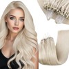 RUNATURE Microring Extensions Real Hair White Blonde 60 cm Micro