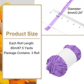 MECCANIXITY 3pcs Velvet Chenille Yarn Bulky Fluffy Chunky Yarn for Crochet Soft Chenille Blanket for Hand Knitting Crocheting (Dark Purple, 87.5 Yards/80m)