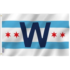 Anley Fly Breeze 90 x 150 cm Bandera Chicago GANA - Colores Vivos y Resistentes a Rayos UVA - Bordes Reforzados con Lona y Doble Costura - ChicagoWin Banderas Poliéster con Ojales de Latón