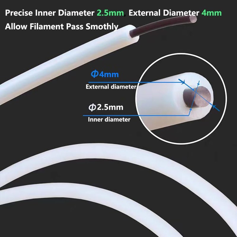 Ultra-Smooth PTFE Teflon Tubing 5m with Tube Cutter, 2.5mm ID
