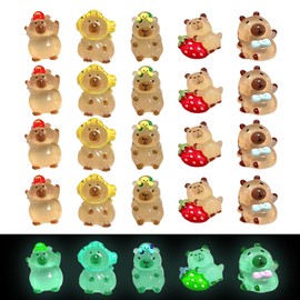 QhgPnt 35PCS Resin Animals Capybara, Luminous Mini Luminous Capybara Toy 5 Styles Plastic Animals Resin Glow in the Dark Animal for Decorating Your Table Top, Mini Garden,Craft Decorations