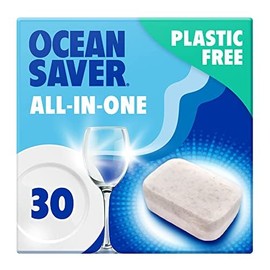 OceanSaver Eco-Friendly Dishwasher Tablets - Pack of 30 | Non-Toxic & Plastic-Free Dish Washing Tablets for Sustainable Cleaning | All in One Plant-Based Dishwasher Salt & Rinse Aid for Tough Stains