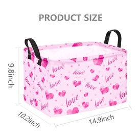 VAIVUSTO VAIVUSTO Rectangular Valentines Basket for Girls Women Pink Love Gift Baskets Empty Valentine's Gifts Nursery Hamper Kids Toy Box Storage Bin for Home/Dorm/Kitchen/Pet/Office/Closet/Shelf