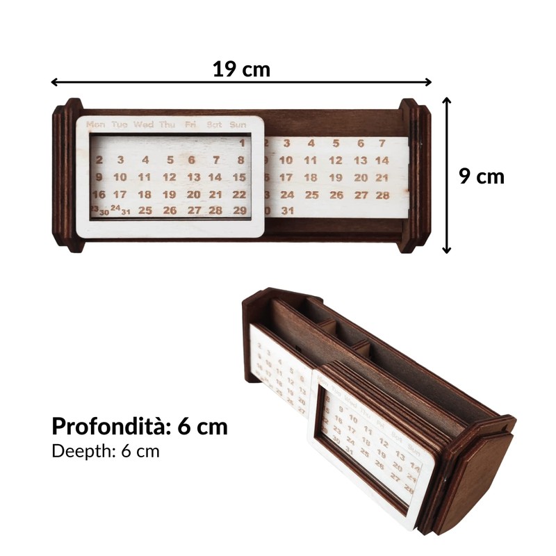 Perpetual Calendar Wooden Desk 3D Version Different Table Models Rotating