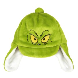Department 56 Boys' Slim Size Snowpinions Dr. Seuss The Grinch Face Snowwear Adult Ear Flap, Green