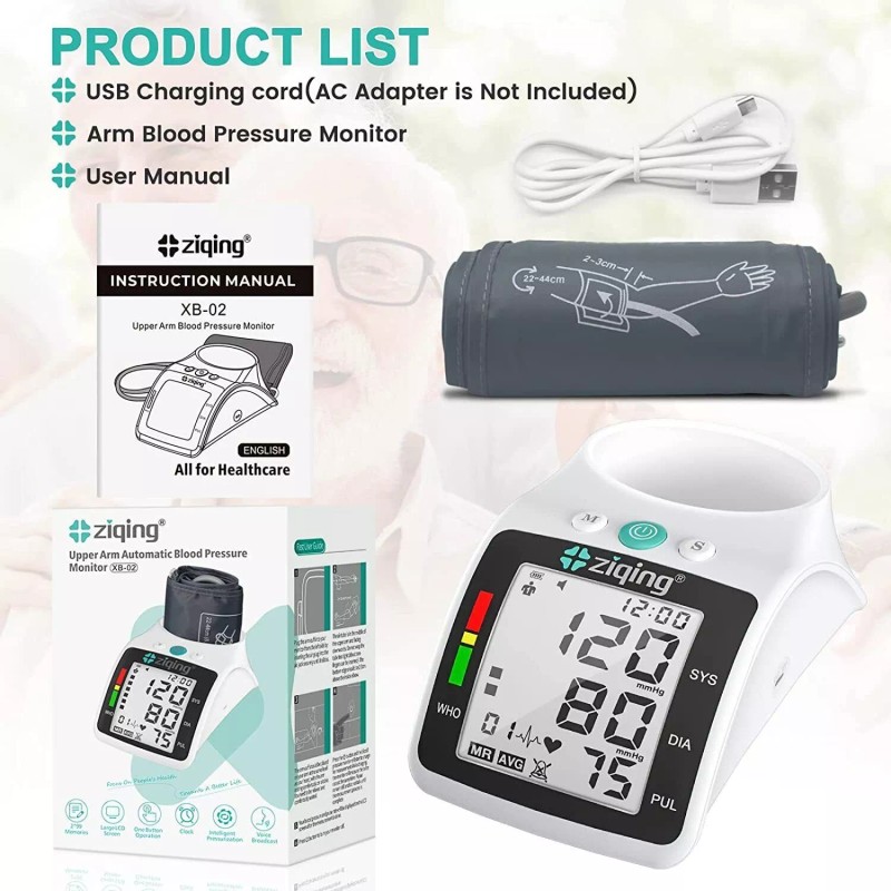 ZIQING Automatic Upper Arm Blood Pressure Monitor Digital Machine Meter