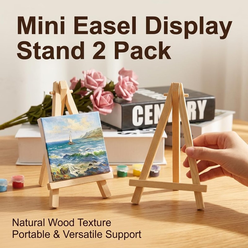 2pcs Mini Easel Stand, 15cm Small Wooden Tabletop Easels for