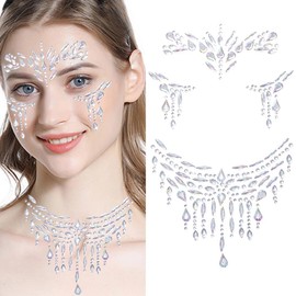 Uranian Face Gems Festival Face Jewels Rhinestone Face Stickers for Women Sparkly Body Jewels for Rave Party Wedding