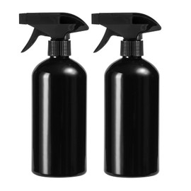 UUJOLY 17 oz Plastic Spray Bottle Trigger Empty Spray Bottles Clear Refillable Container for Water, Essential Oils, Hair, Cleaning Products, Adjustable Head Sprayer and Stream, Black, 2 Pack